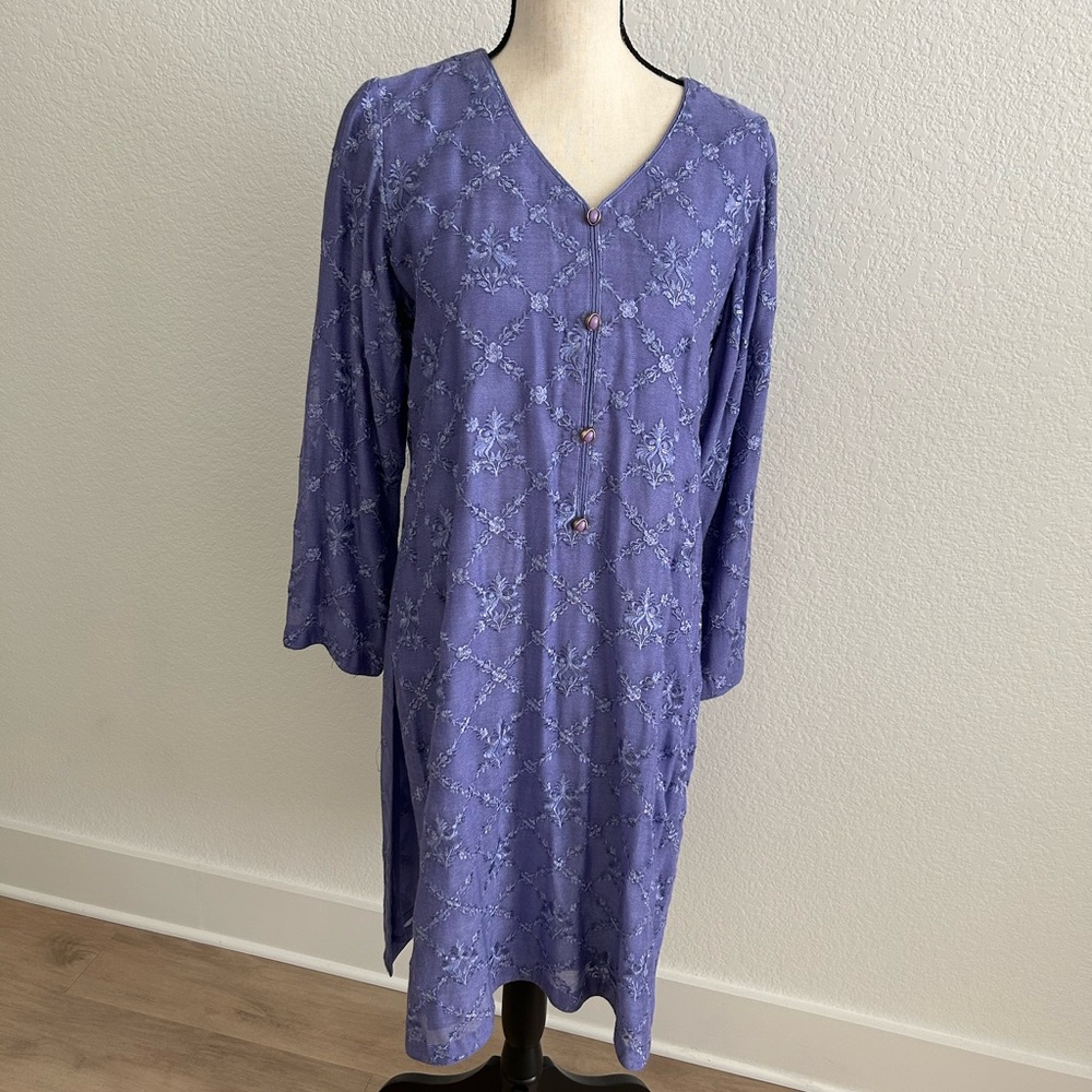 Pakistani Indian Soft Net Embroidered Dress